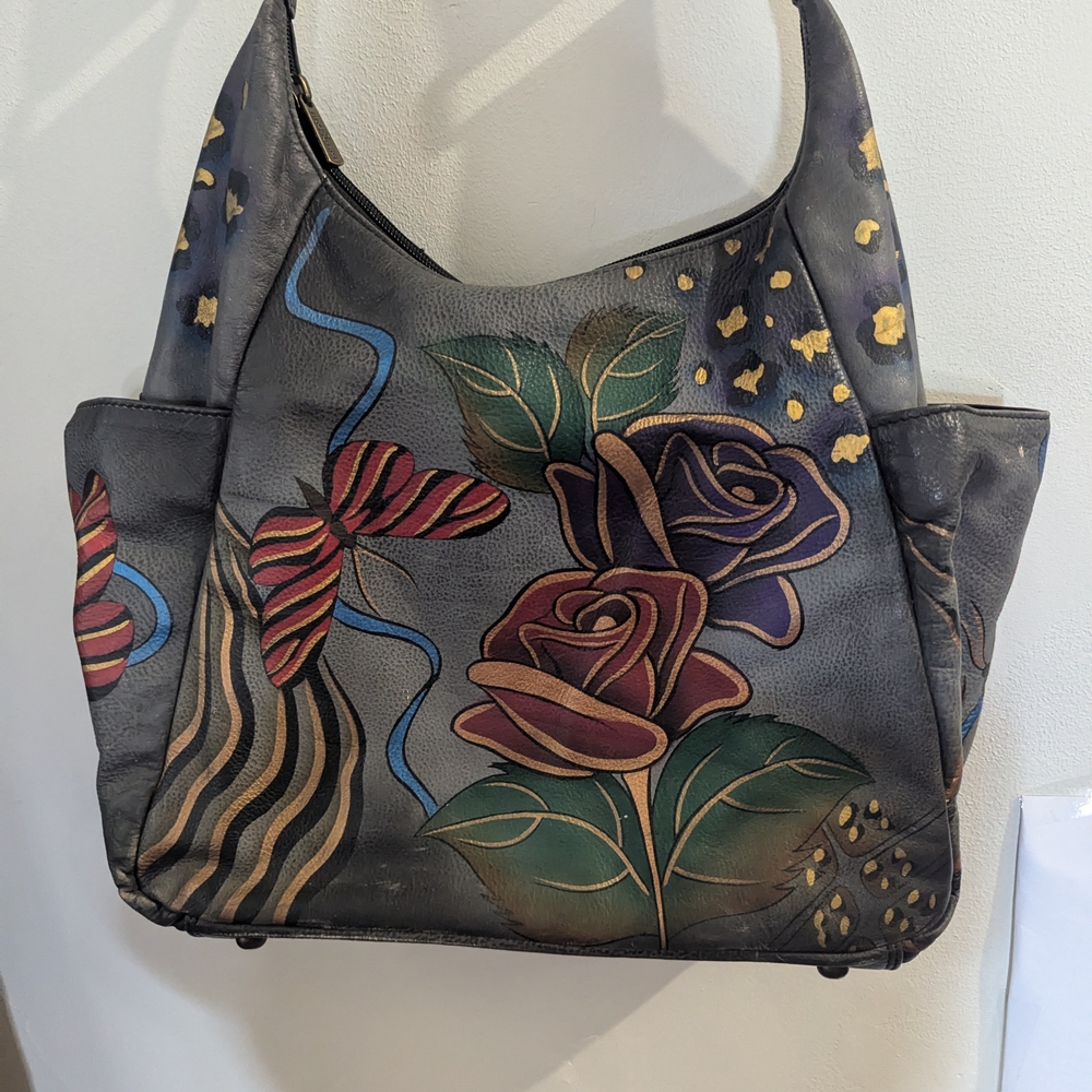 Floral Patterned Leather Bag - image 1